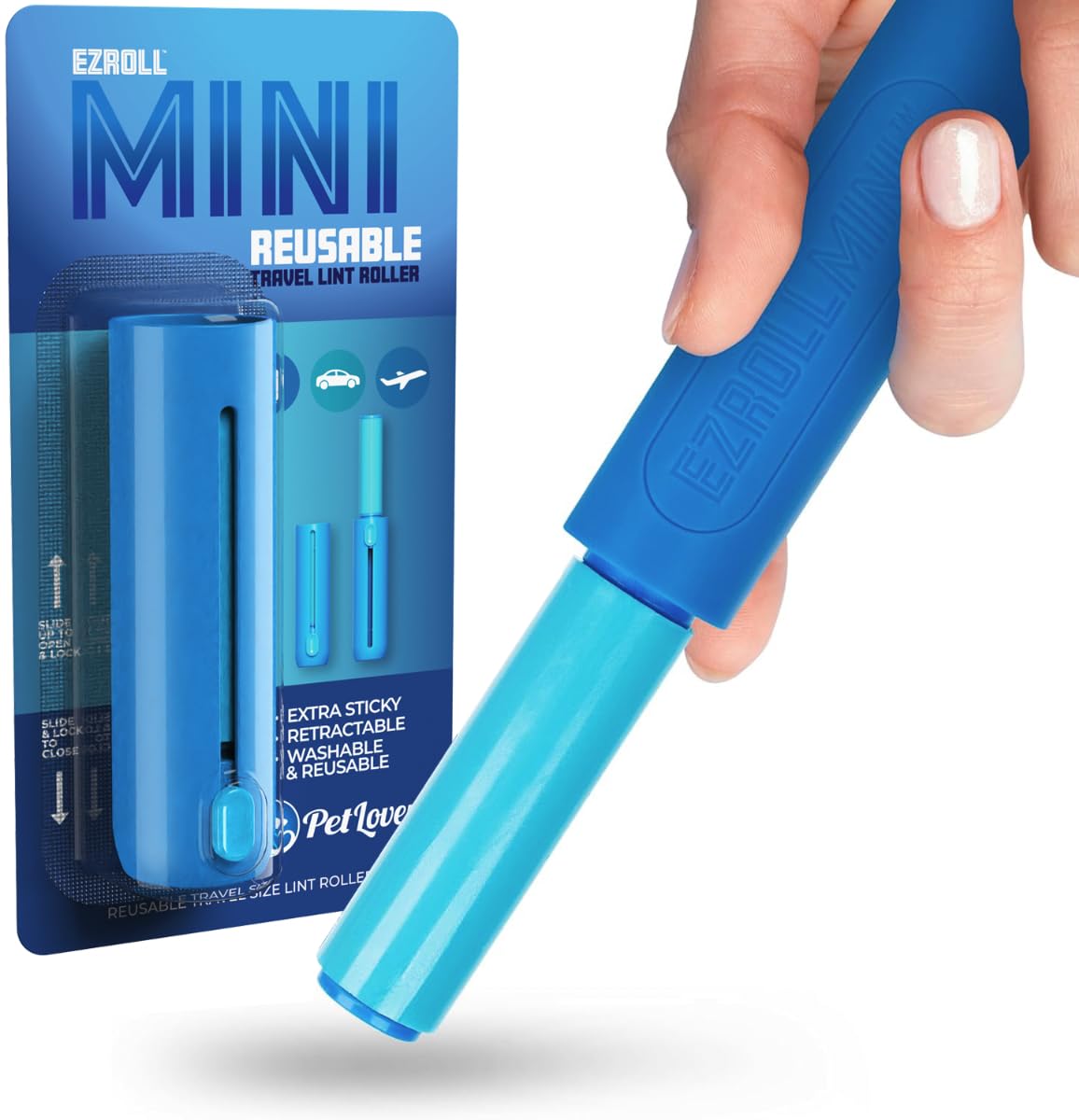 PetLovers EzRoll Travel Lint Roller – Reusable