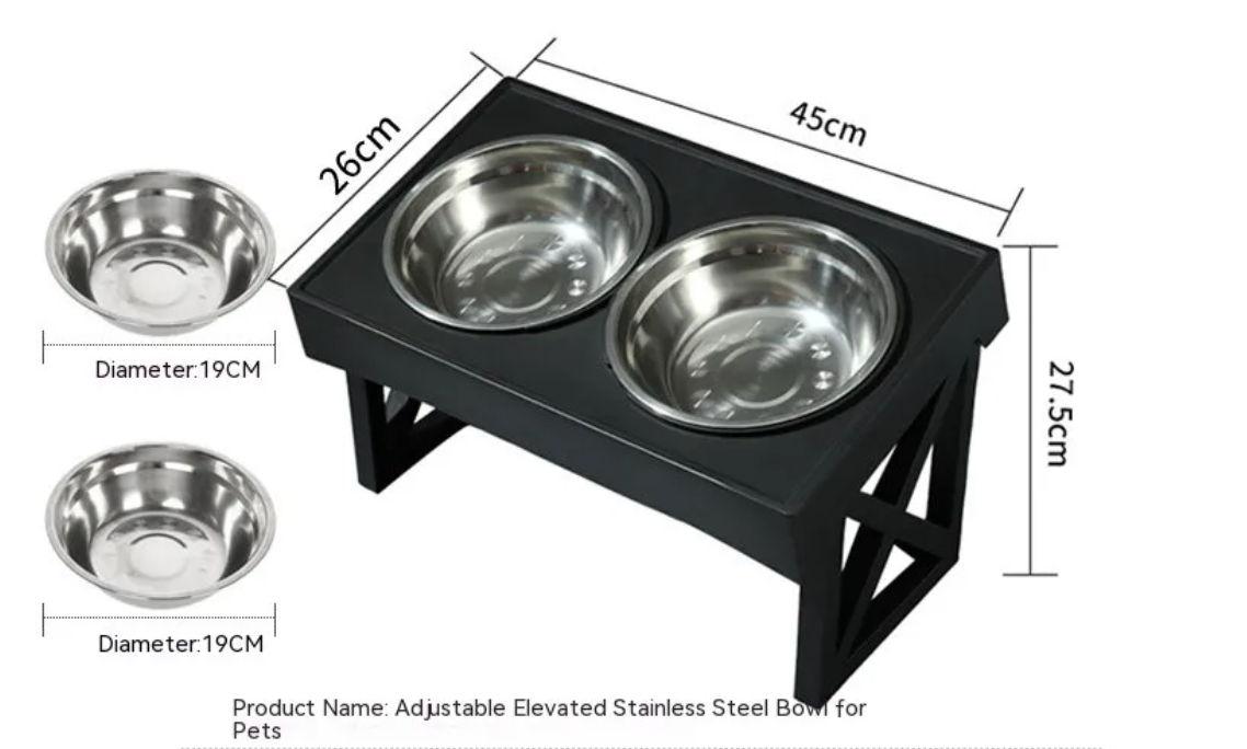 Adjustable Elevated Slow-Feed Dog Bowl