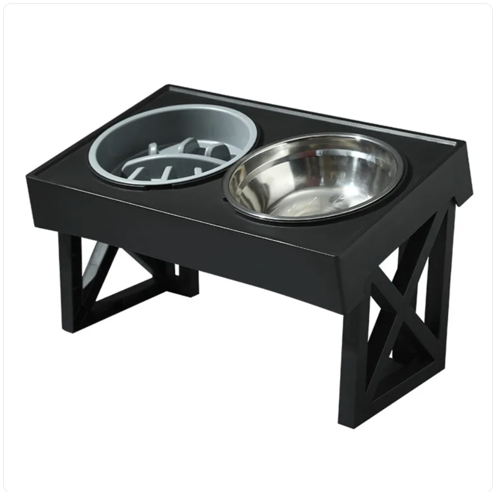 Adjustable Elevated Slow-Feed Dog Bowl