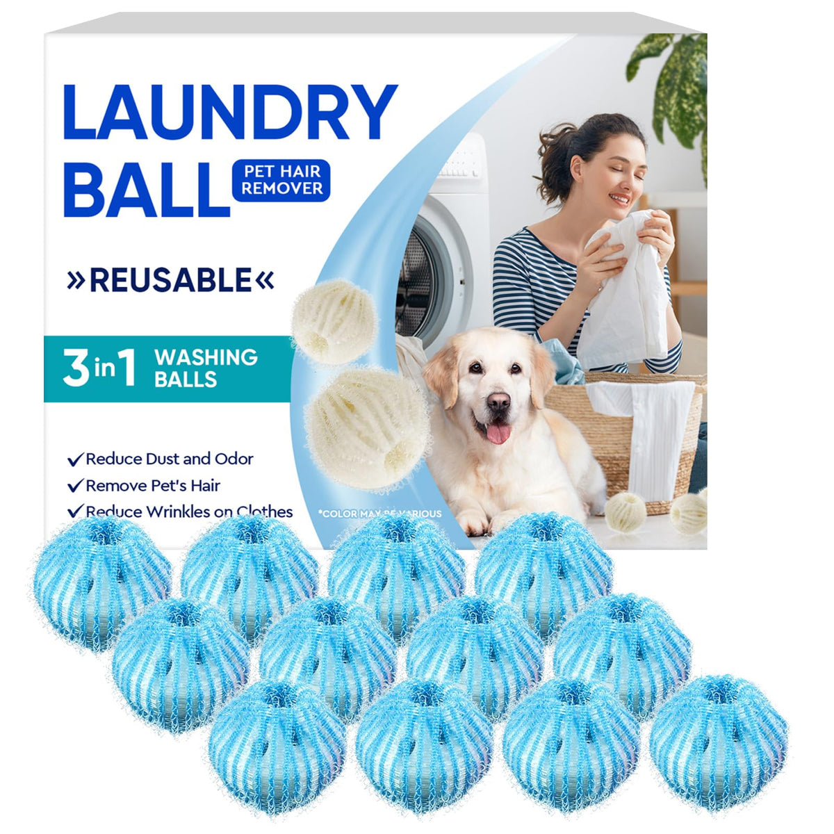 Pet Hair Remover Dryer Balls – Pack of 12